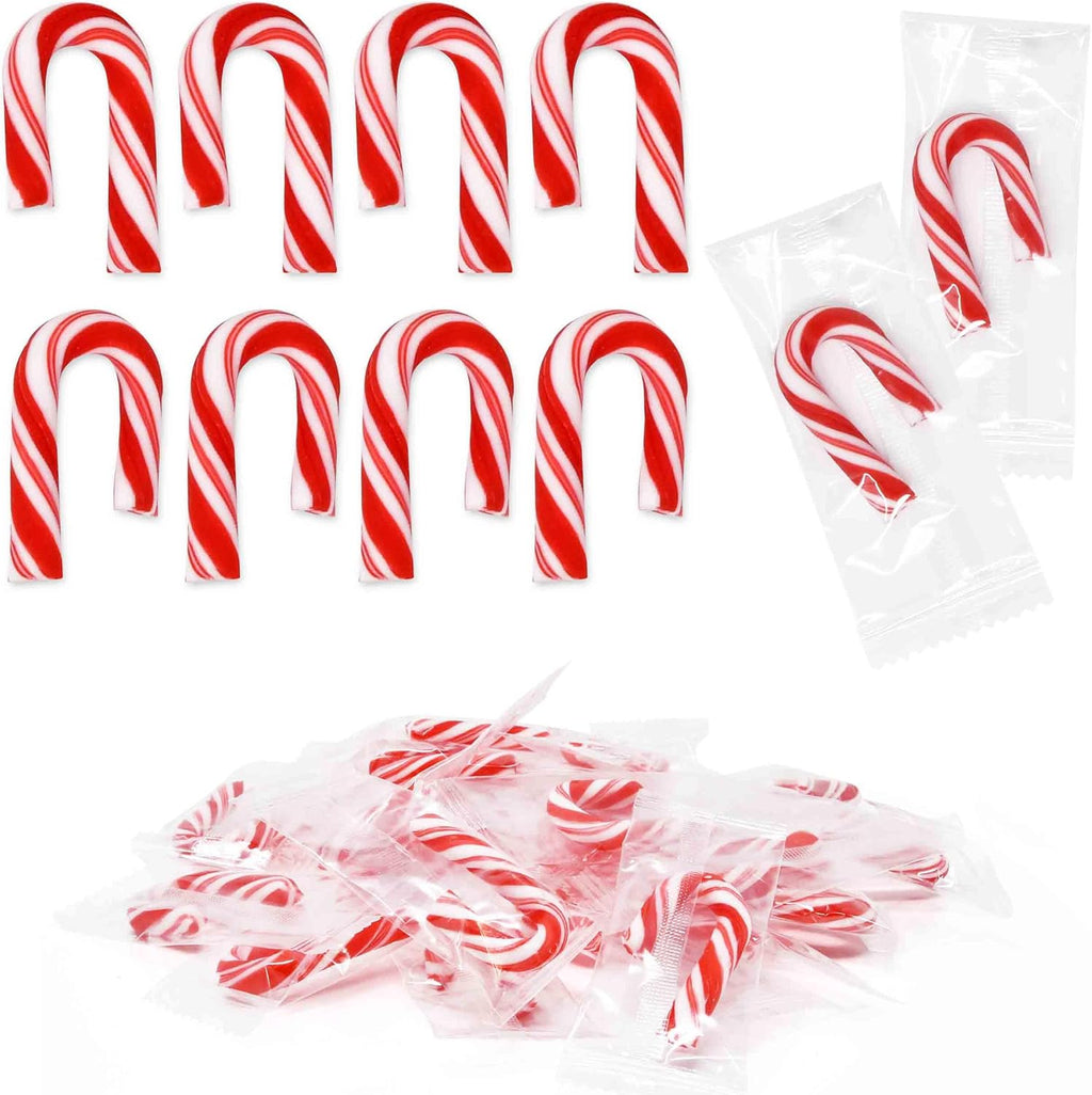 Gift Boutique 100 Pack Christmas Mini Candy Canes Individually Wrapped Peppermint Flavor Red & White Cane Holiday Treats Xmas Decorations Gifts Party