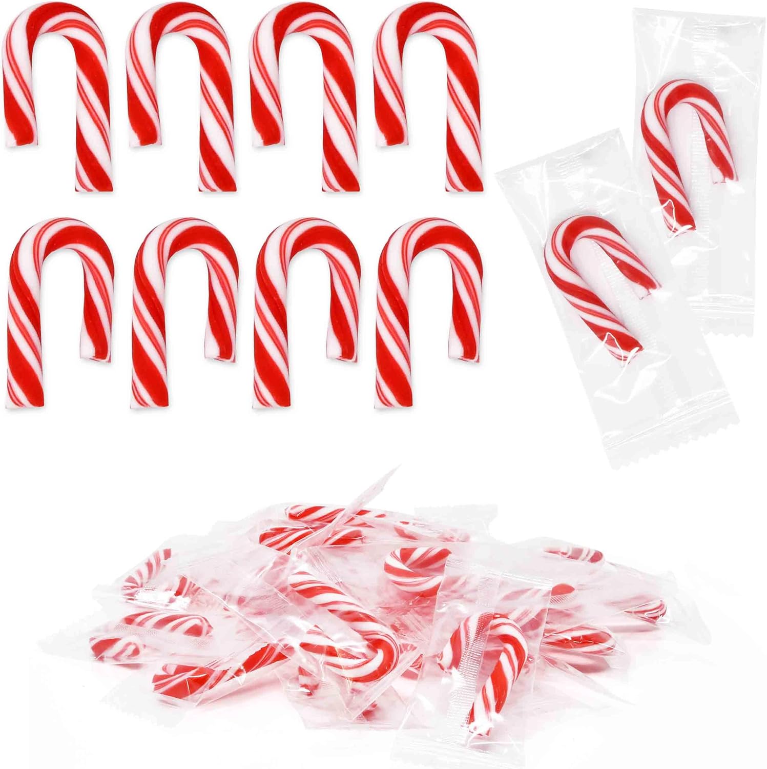 Gift Boutique 100 Pack Christmas Mini Candy Canes Individually Wrapped Peppermint Flavor Red & White Cane Holiday Treats Xmas Decorations Gifts Party