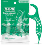 GUM Professional Clean Floss Picks - Extra Strong Shred-Resistant Floss, Easy Grip Handle - Dental Flossers for Adults - Fresh Mint Flavor, 150 Count