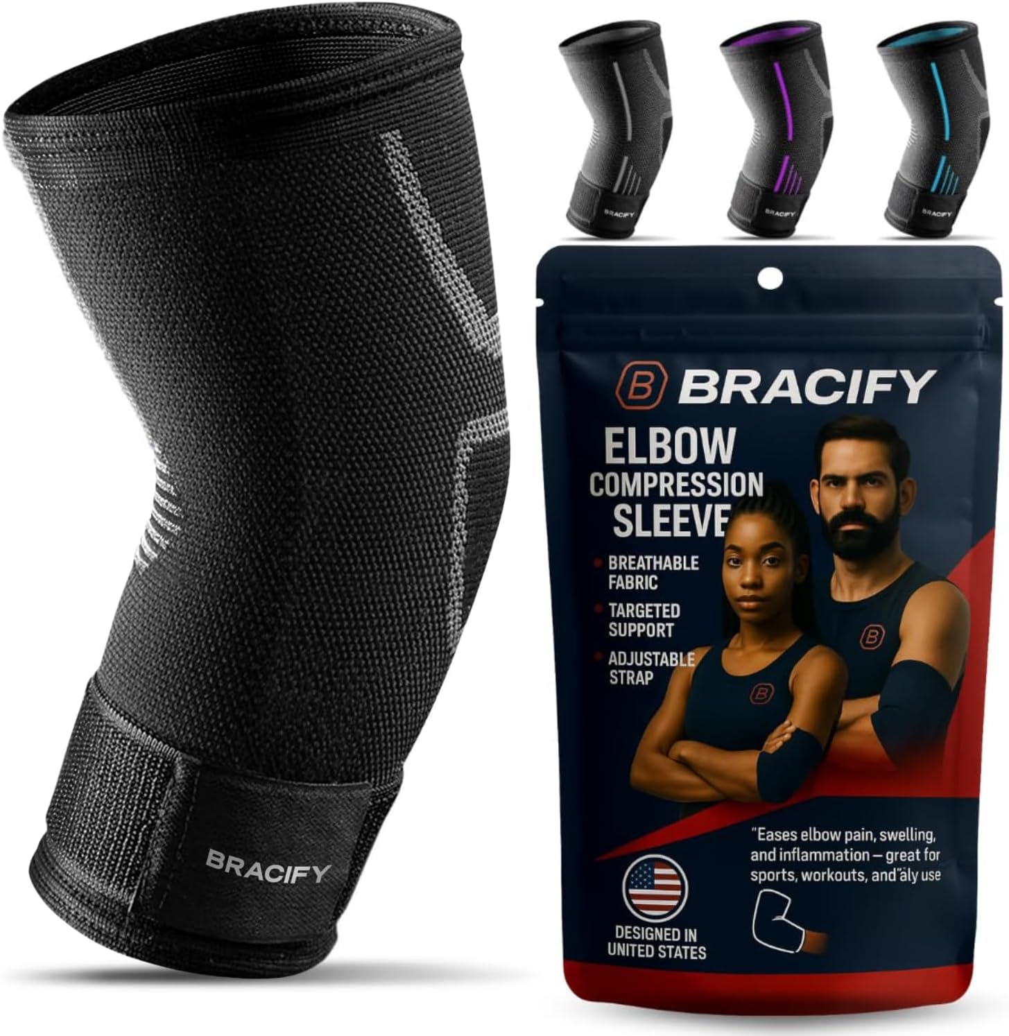 Elbow Brace for Tendonitis and Tennis Elbow for Women & Men, Arm Compression Sleeve for Arthritis, Workouts, Weightlifting, Reduce Joint Pain During Fitness Activity (Black, Large)