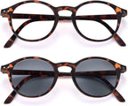 EYEGUARD 2 Pack Vintage Reading Glasses for Women Men includes Sun Readers, UV Protection Reading Sunglasses with Spring Hinge, Tortoise, +2.50