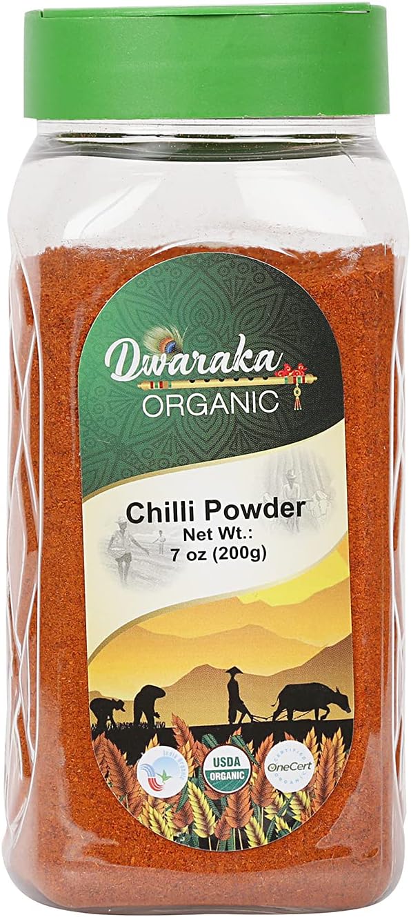 Dwaraka Organic - Chili Powder, 7oz, Healthy, Organic, Non GMO, All Natural