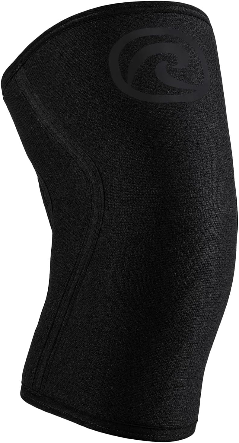 Rehband Rx Knee Sleeve Power Max, 1 piece, knee support 7mm neoprene, strongman, heavy lifting, longest knee sleeve, Colour:Carbon/Black, Size:L