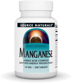 Source Naturals Manganese, Amino Acid Complex - Supports Energy Production* - 10 mg - 250 Tablets