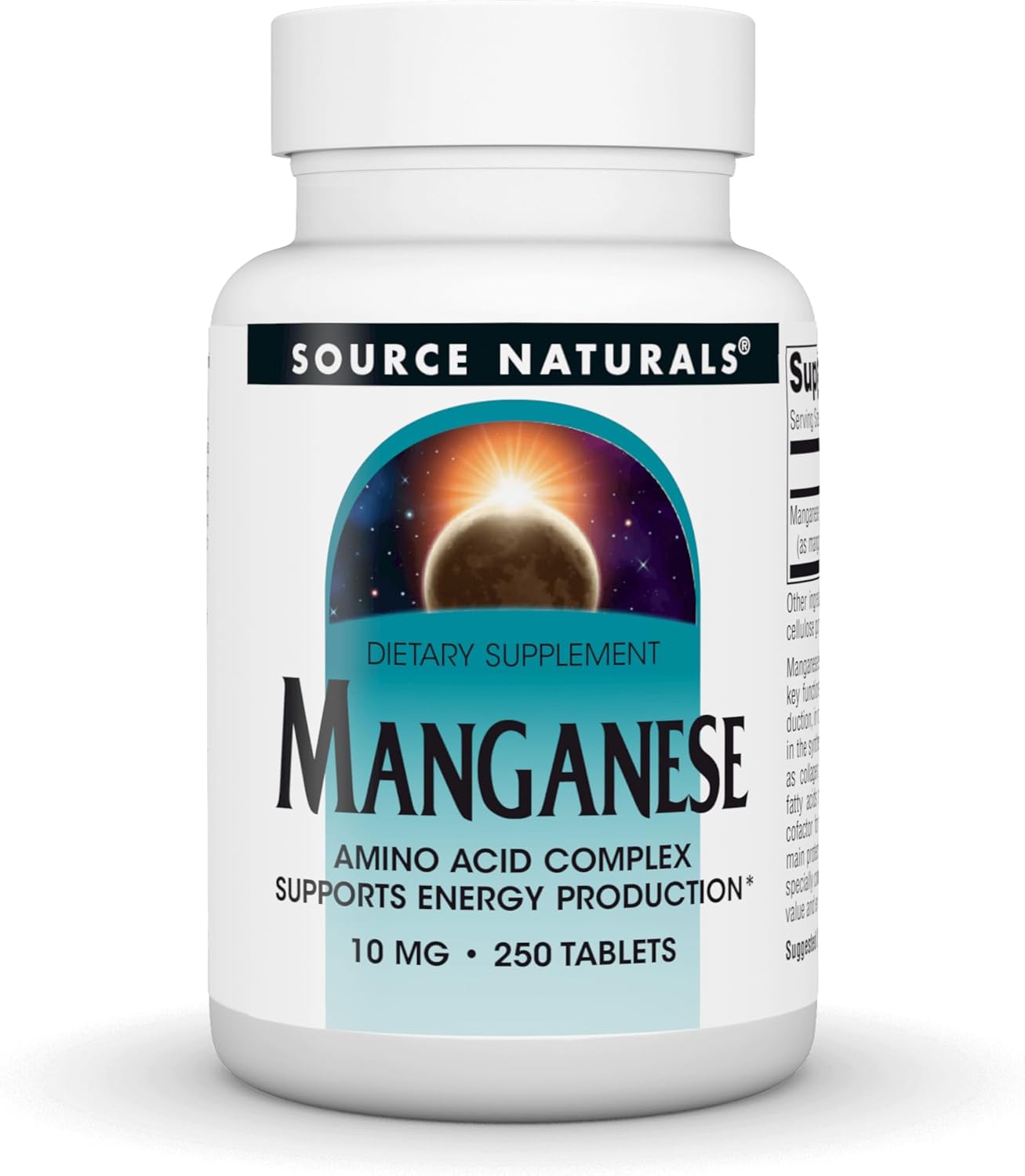Source Naturals Manganese, Amino Acid Complex - Supports Energy Production* - 10 mg - 250 Tablets