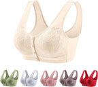 Posy Bra for Seniors Front Closure No Underwire Seamless Fall Comfy Breathable Bras for Older Women Push Up Bralettes