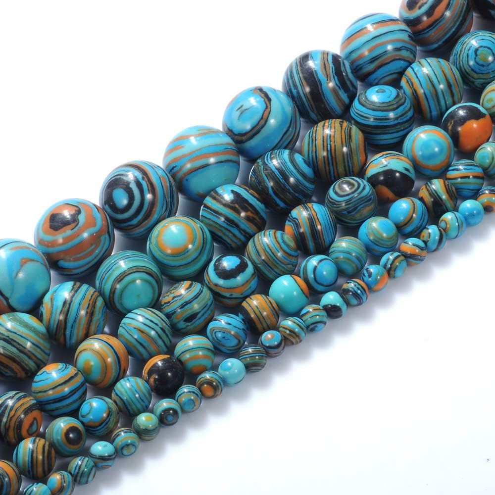 10MM Handmade Blue Malachite Beads for Jewelry Making Rainbow Beads for Bracelets Necklaces Round Loose Beads