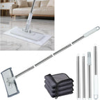 2 in 1 Disposable Dust Mop with 3 Shiny Towels Wipes Cleaning Cloths, 360° Rotating Snap Grip Mini Mop with Automatic Cloth Changing, Wall Cleaning Tool for Window Glass Wall Floor (White)