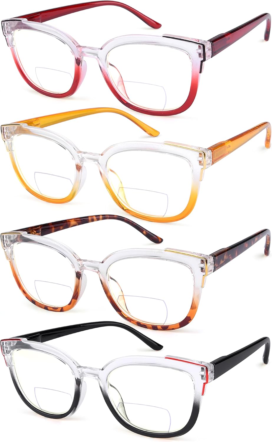 Eyekepper 4-pack Bifocal Reading Glasses Women Bi-focal Readers Two Tone 1.5