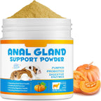 Anal Gland Support Powder for Dogs – Pumpkin, Probiotics & Digestive Enzymes – Fiber Supplement for Digestive Health – Beef Flavor – 4.23 oz