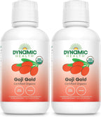 Dynamic Health Organic Goji Gold Pure Juice, No Additives, Vegetarian, BPA Free, 16 Fl oz (Pack of 2)