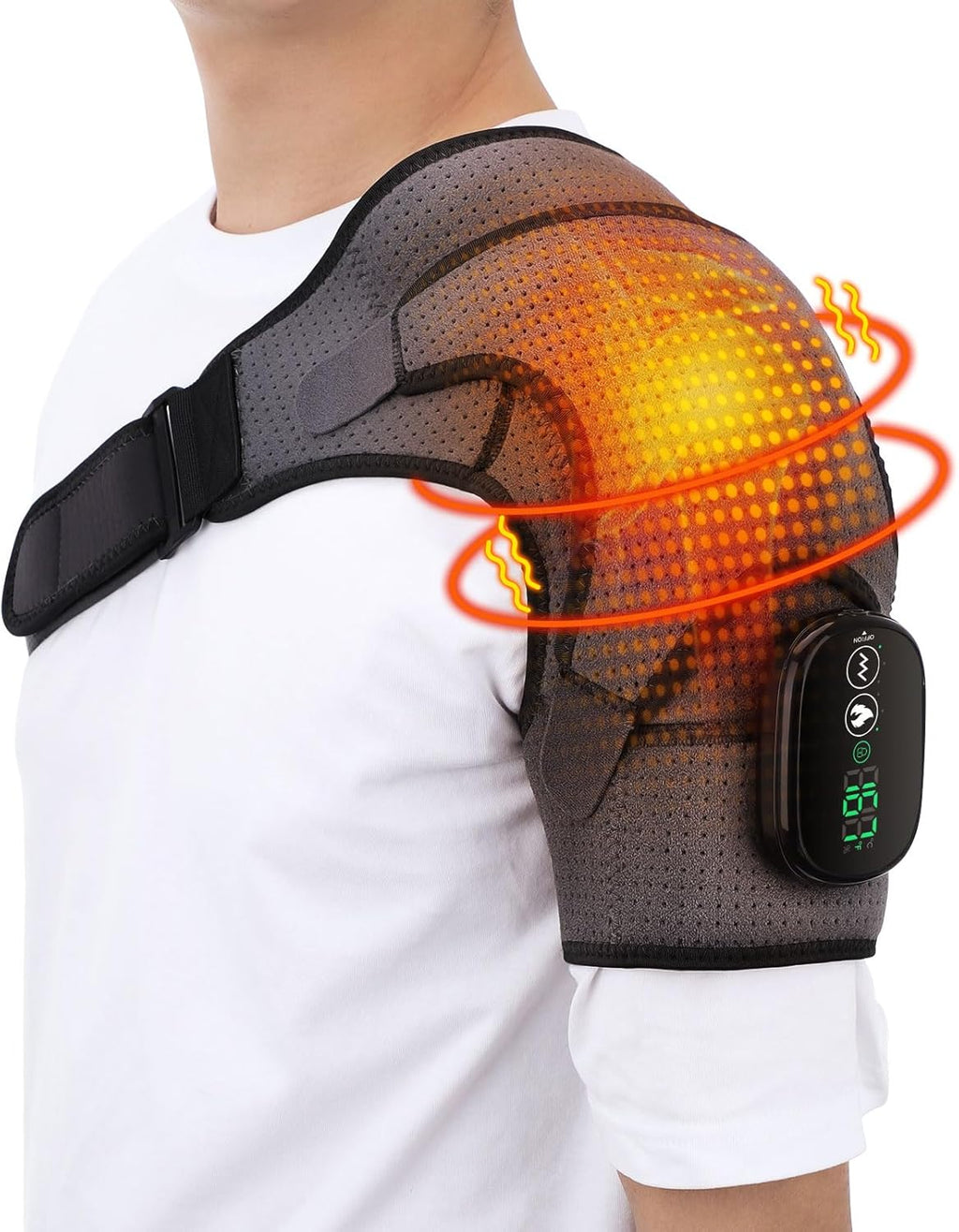 Cordless Shoulder Heating Pad, Heated Shoulder Wrap with Vibration, Shoulder Massager Heated Shoulder Brace for Women Men, FSA Approved Products