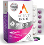 Active Iron Supplement 25mg + Multivitamin for Women, Clinically Proven to Increase Iron & Energy Levels, Maximum Absorption, Gentle, Non-Constipating, 30 Capsules + 30 Tablets in On-the-Go Foil Packs