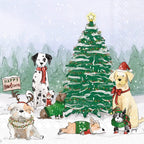 IHR Ideal Home Range Cocktail Napkins Disposable 3-Ply Paper Party Napkin Pack, 5" x 5", Holiday Pups, 20-Count