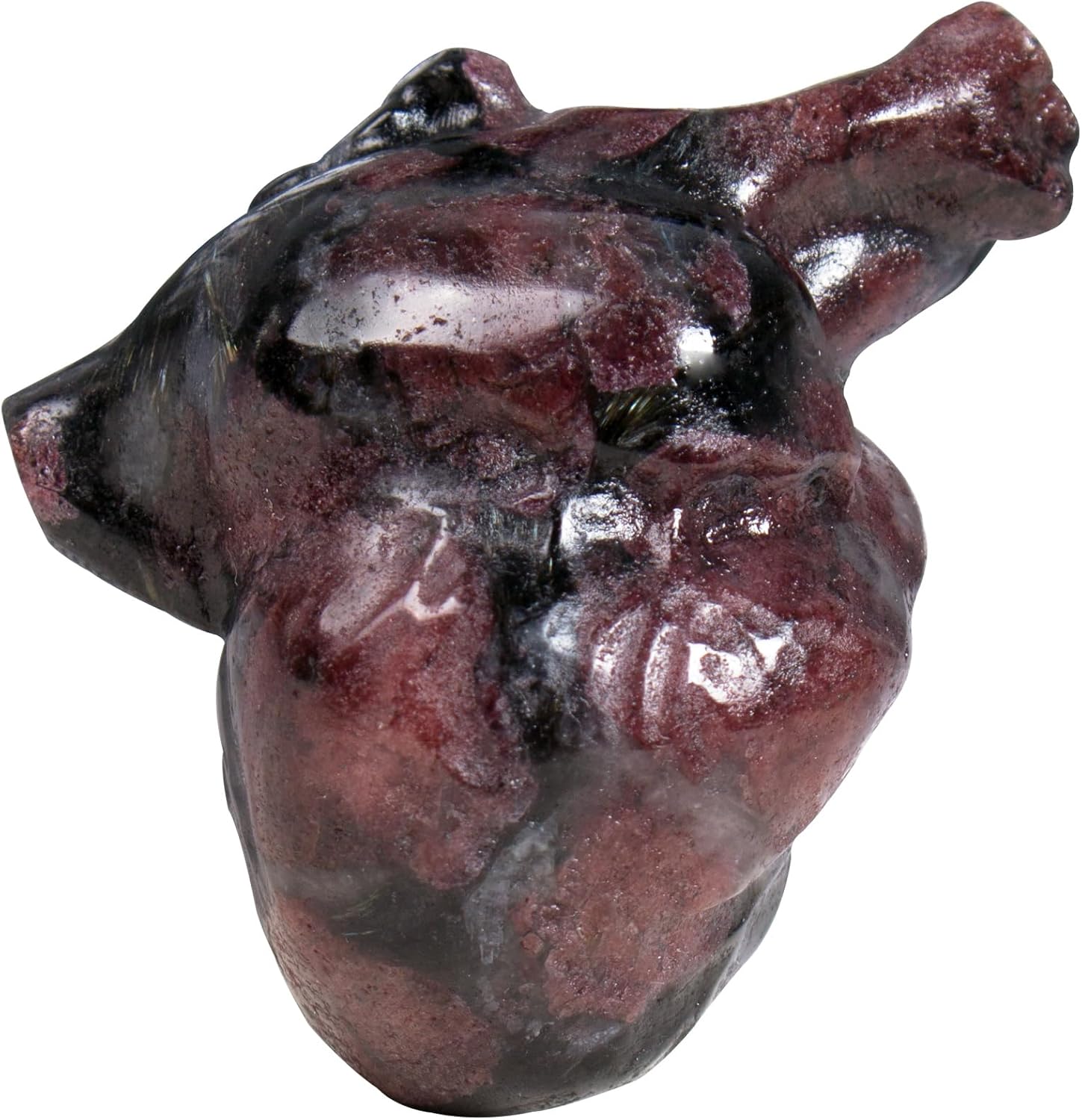 Garnet Heart Crystal Figurines, 2.1 Inch Crystal Heart Love Statue for Home Decor, Meditation and Stress Relief, Hand Carved Natural Healing Stone Cardiac Sculpture Spiritual Gift for Women
