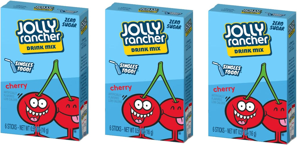 Jolly Rancher Singles-To-Go Sugar Free Drink Mix, Cherry, 6 CT (Pack of 3)