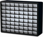 Akro-Mils 64-Drawer Plastic Drawer Storage Cabinet for Garage Organization, Bead Organizer, Building Bricks Storage, Teacher Toolbox, Makeup Organizer, 20" W x 6" D x 16" H, 10764 Black
