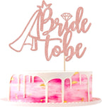 1 PCS Bride to Be Cake Topper Glitter Ring Bridal Shower Cake Topper Bride to Be Cake Pick Decoration for Wedding Engagement Bridal Shower Bachelorette Party Cake Decorations Supplies Rose Gold