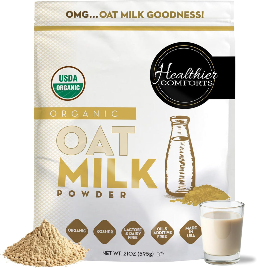 Oat Milk Powder 21oz - Natural and Plant Based Milk with a Clean Formula - Gluten-Free, Vegan, USDA Organic Certified, Non-GMO, Dairy Free, and Lactose Free Milk Powder with No Refrigeration Required