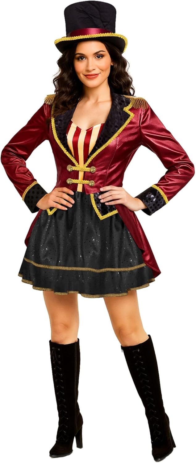 Morph Ringmaster Costume Women Adult Lion Tamer Costume Ring Leader Jacket Woman Halloween Circus Costumes for Women