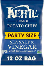 Kettle Brand Potato Chips, Sea Salt & Vinegar Kettle Chips, Party Size, 13 Oz