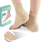 Welnove Achilles Tendonitis Heel Protector Socks - 4 Pcs Achilles Tendon Support Compression Socks - Gel Padded Sleeve for Cushion & Protection of Bursitis, Tenderness, Dry Cracked (Beige,Regular)