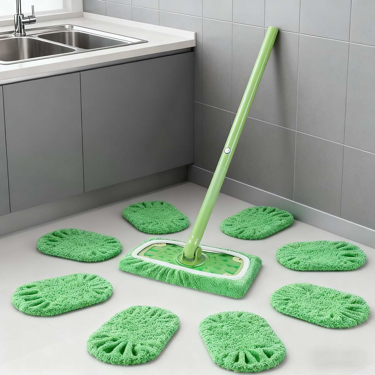 4-Pack Microfiber Mop Pads - Washable Replacement Cloths 10x4.5 Inch for Floor Cleaning and Dust Mopping