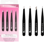 Brushworks HD 4 Piece Combination Tweezer Set - Black