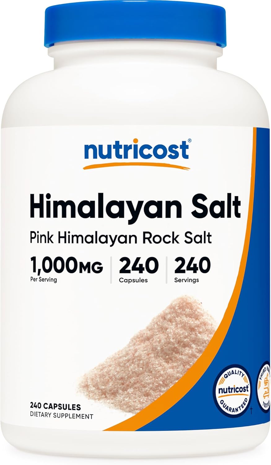 Nutricost Pink Himalayan Salt Capsules 1000mg, 390mg Sodium, 240 Capsules - Non-GMO, Gluten Free