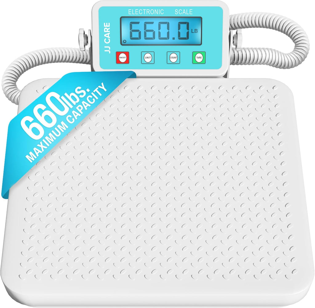 JJ CARE Medical Scale - Heavy Duty 660 lbs/299 Kgs Capacity Wrestling Scale for Gyms with Easy to Read LCD Display | Professional Medical Grade Meter for Body Weight, Home, Hospital, & Physicians