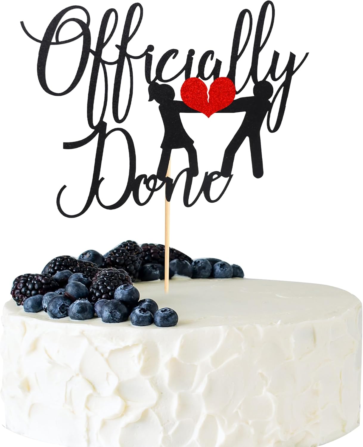 1Pc Officially Done Cake Topper Divorce Cake Decoration Single Divorce Freedom Cake Topper for Broken Up Free at Last Bye Felicia Newly Unwed Party Decoration - Black Glitter