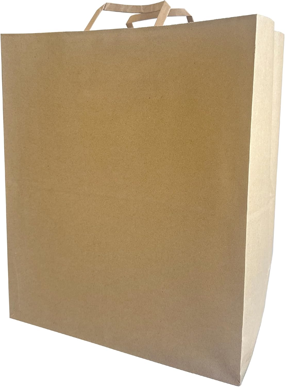 Model MIAMI – Pack of 100 Brown Kraft Takeout Paper Bags with Flat Handles – 13.375 x 7.875 x 15.75 Inches – Heavy-Duty & Perfect for Restaurants, Food Delivery, Retail & Catering