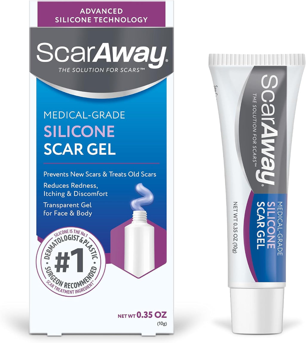 ScarAway Silicone Scar Gel, Helps Improve Size, Color & Texture of Hypertrophic & Keloid Scars from Injury, Burns & Surgery, Water Resistant, 10g (0.35 Oz)
