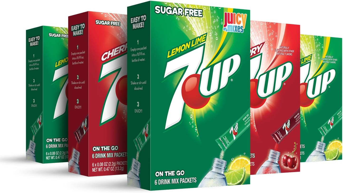 7-UP Powder Drink Mix – Sugar Free & Delicious (Variety, 30 Sticks)