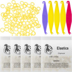 500 Pcs Orthodontic Elastic Rubber Bands, 3.5 Ounces Heavy Dental Rubber Traction Bands, Free Elastic Placer for Braces (1/8",Chipmunk)