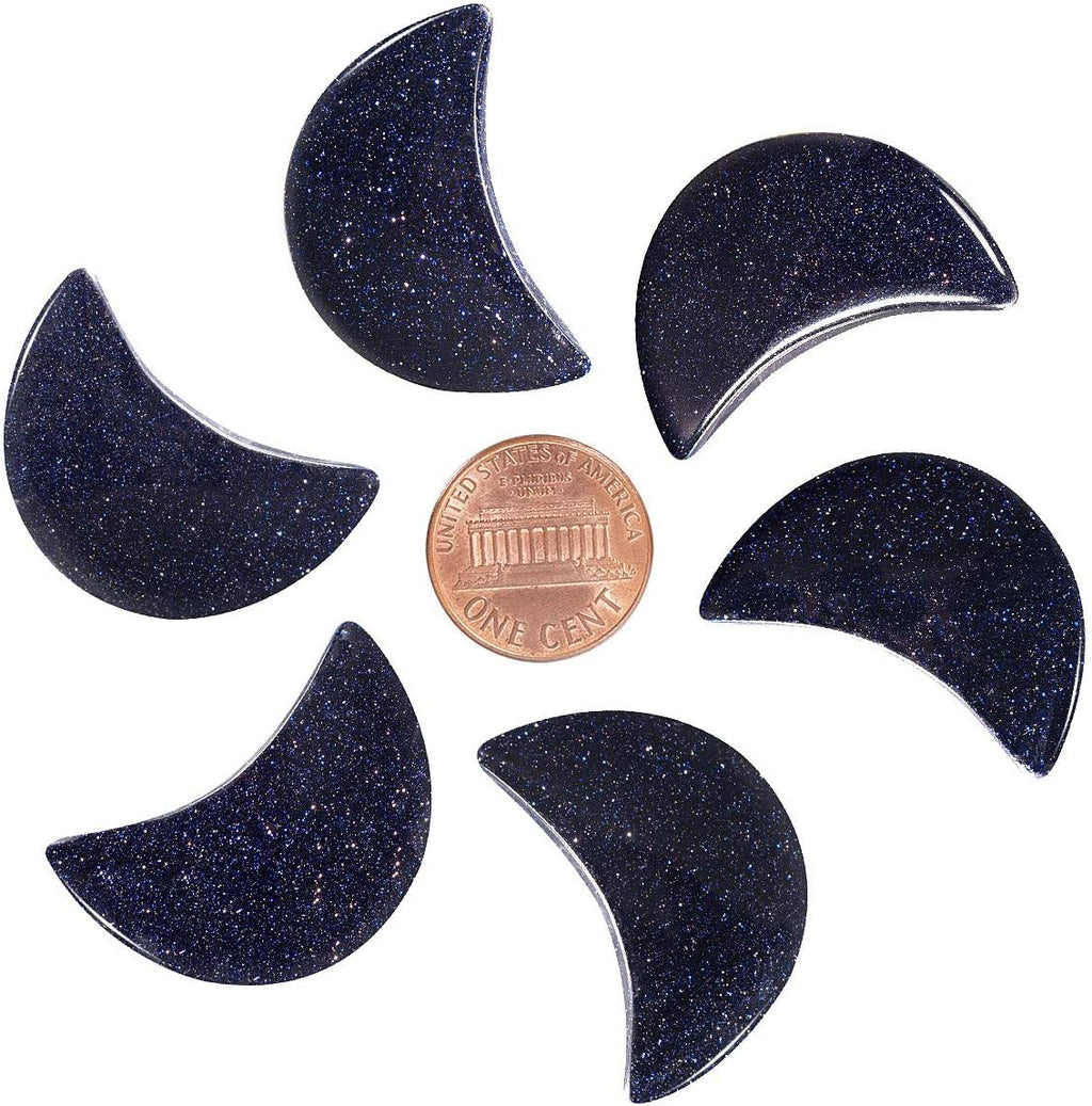mookaitedecor Set of 5 Moon Shape Healing Crystal Pocket Palm Stones, Polished Reiki Stone for Chakra Balancing, Jewelry Making, Home Decoration, Blue Sand Stone