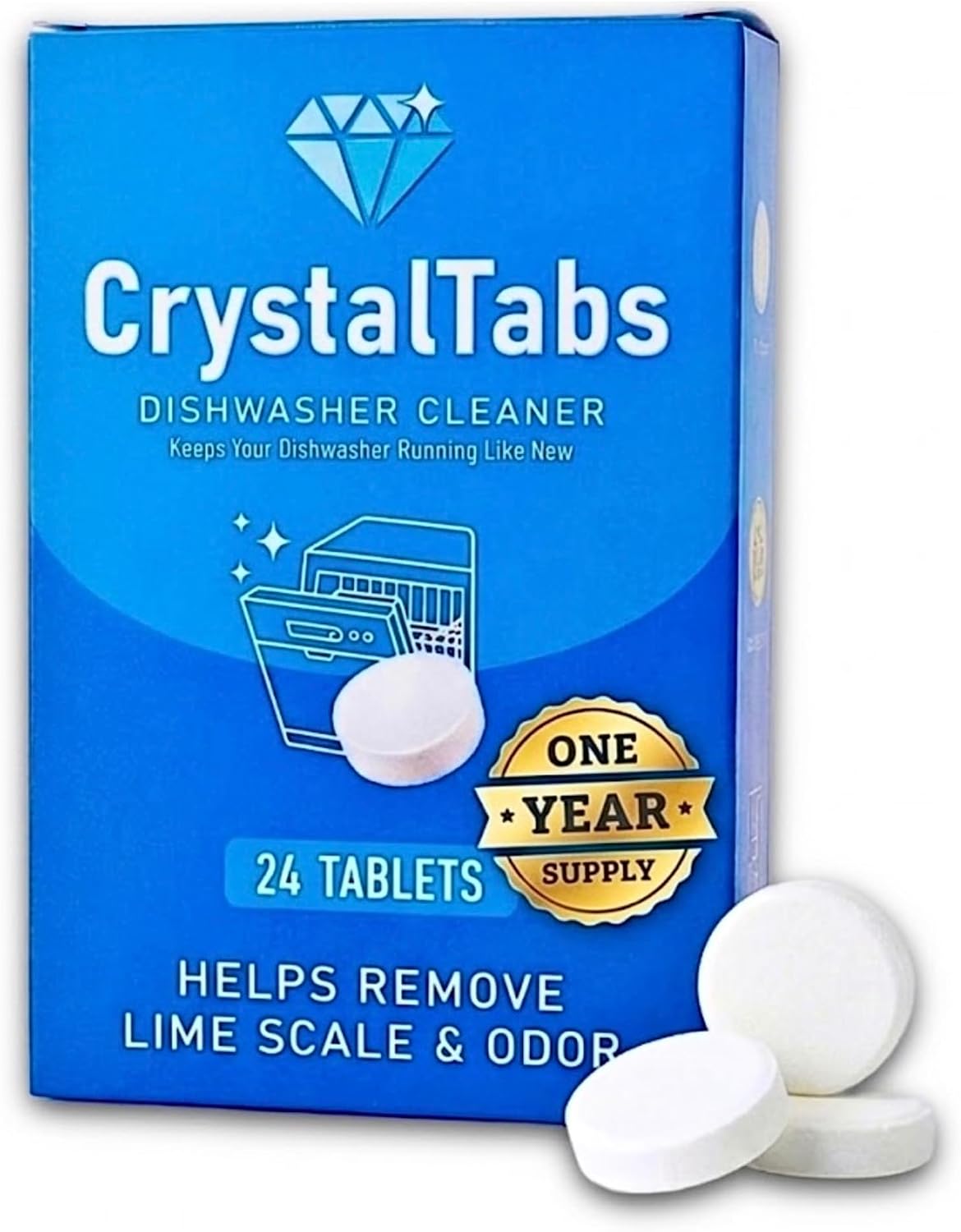 Dishwasher Cleaner Tablets – Deep Clean Descaler – Fragrance-Free – Removes Lime Scale, Hard Water & Odor – 24 Count Year Supply