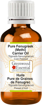 Greenwood Essential Fenugreek (Methi) Oil (Trigonella foenumgraecum) | Cold Pressed | Natural | Undiluted | for Diluting Essential Oils | for Hair, Skin & Massage | Men & Women | 15ml (0.50 oz)