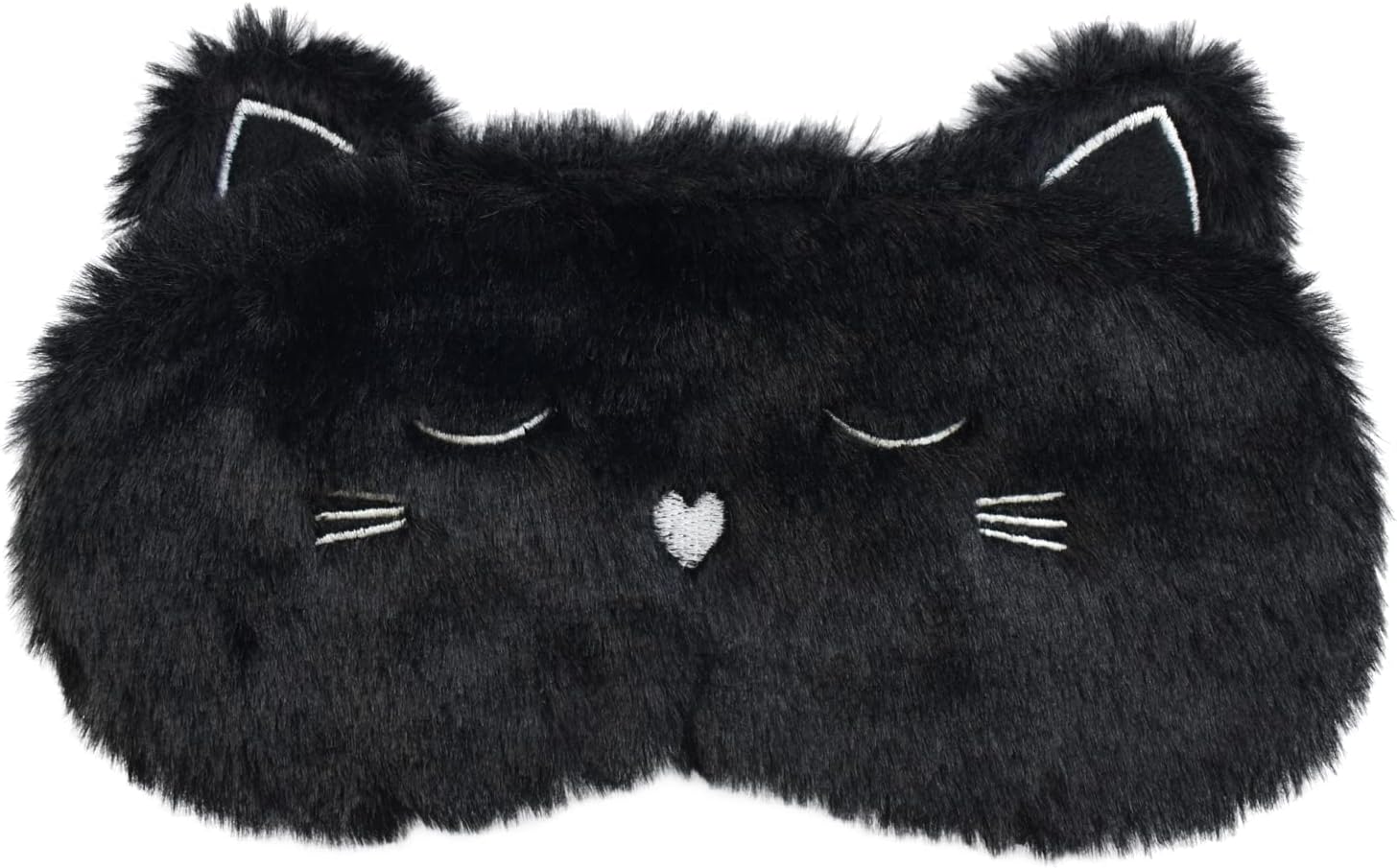 Cute Sleeping Mask, Black Cat Soft Plush Fluffy Sleep Mask Men Cartoon Kittens Blindfold Novelty Eye Cover Eyeshade Shade for Kids Girls and Adult Travel (Black, Cat)
