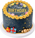 Dekora, Edible Happy Birthday Cake Decorations, Edible Cake Toppers Decoration for Birthday, Happy Birthday Image Sheet for DIY Cake Decorating, 7.8-Inch Round Wafer Paper, Sugar-Free