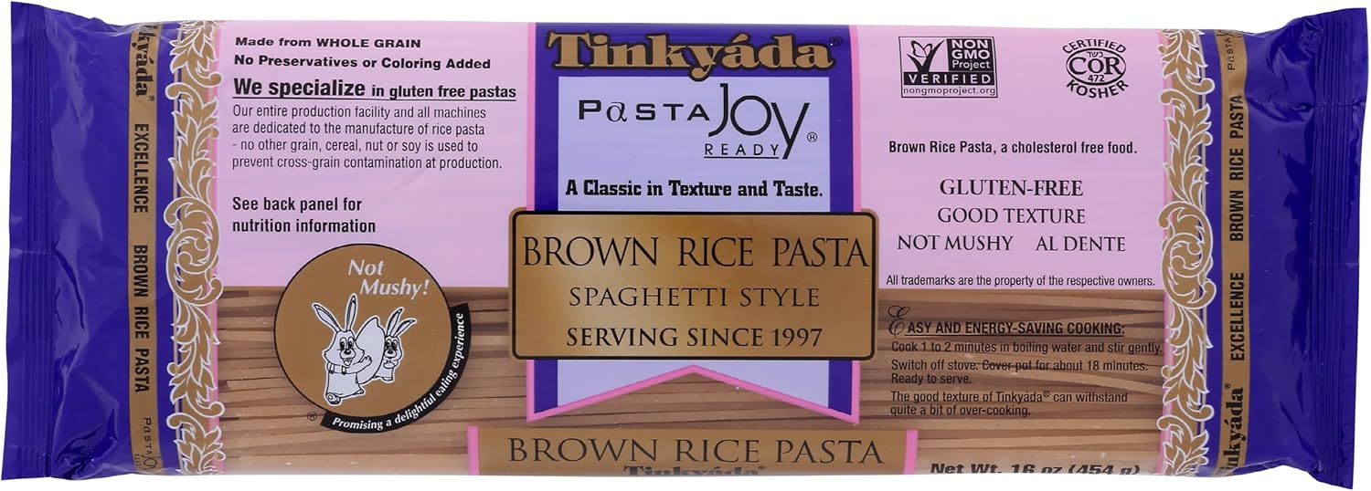 Tinkyada Brown Rice Pasta, Spaghetti, 1 Pound (Pack of 12)