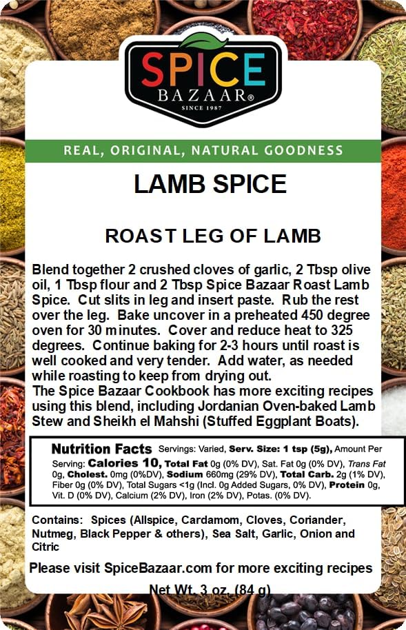 Spice Bazaar Lamb Spice Seasoning & Rub, All Natural, Gluten Free, Make Roast Leg of Lamb, Kabobs, Stews and many more recipes, 3 oz