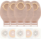 Colostomy Bags, 20 PCS Ostomy Supplies Two Piece 15mm-57mm Cut to Fit Drainable Pouches for Ileostomy Stoma Care (15 * Ostomy Bags +5 * Barriers)