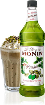 Monin - Pistachio Syrup | Rich & Buttery Sweetness, Premium Syrup for Coffee, Cold Brews & More | Clean Label with No Artificial Flavors, No Artificial Preservatives (BPA Free Bottle, 33.8 fl oz)