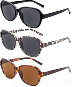 3 Pack Reading Sunglasses for Women, Sun Readers Glasses Spring Hinge Outdoor Sunglasses With UV400 Protection