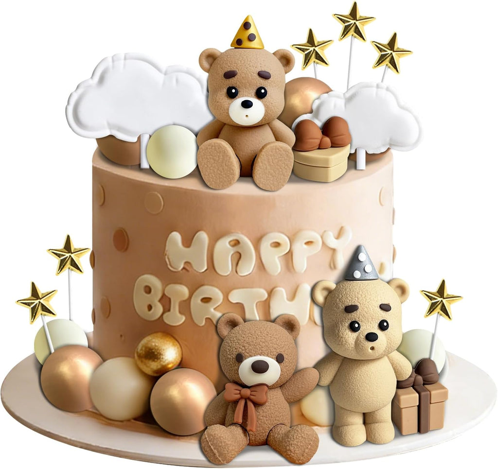 Bear Cake Toppers Bear Birthday Decorations Cute Bear Theme Birthday Cake Decoration