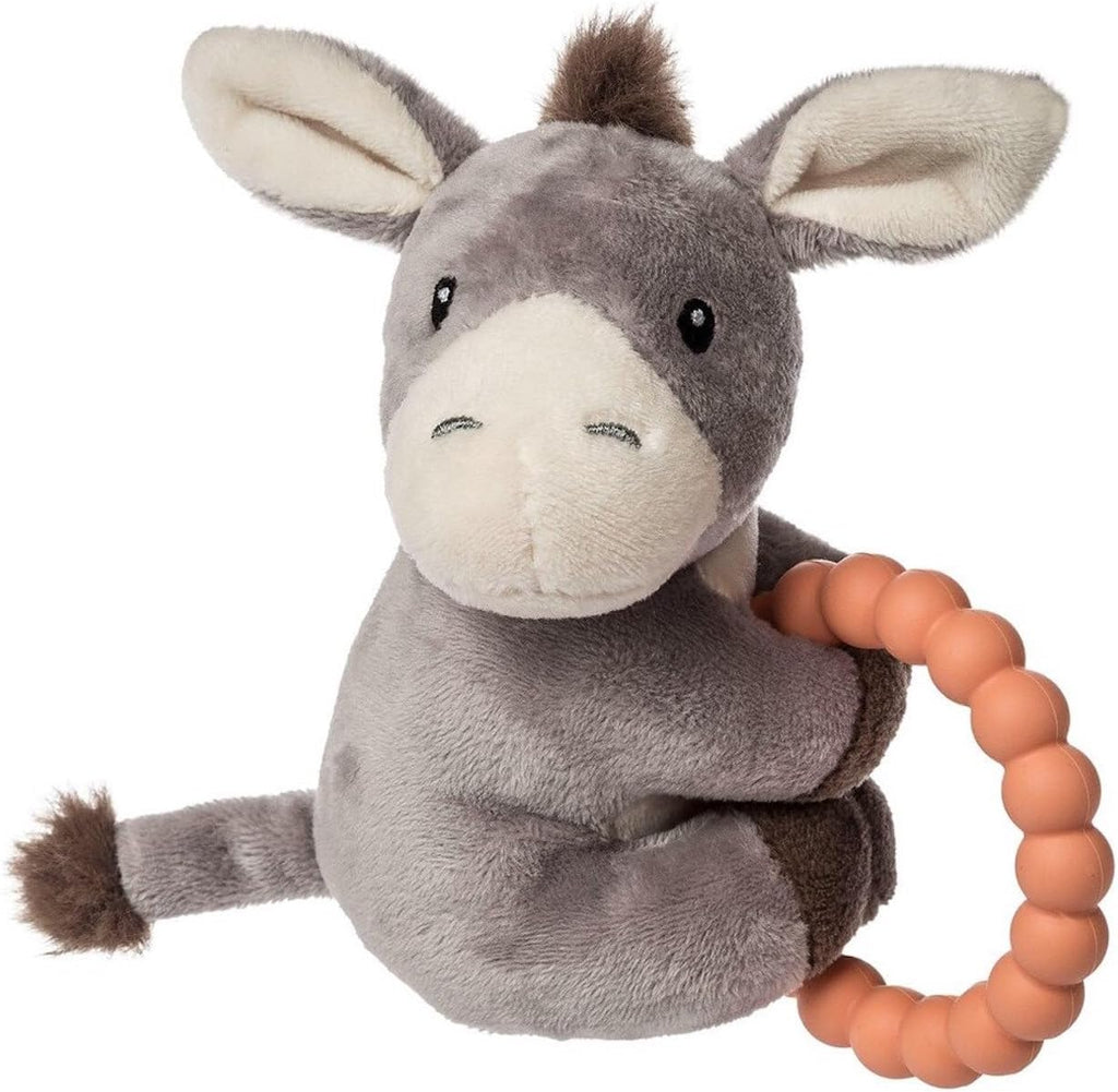 Mary Meyer Soft Baby Rattle with Soothing Teether Ring, 6-Inches, Dusty Donkey