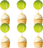 Ercadio 24 Pack Double Sided Tennis Cupcake Toppers Sports Ball Cupcake Picks Tennis Theme Birthday Cake Decorations for Baby Shower Kids Birthday Party Cake Decorations Supplies