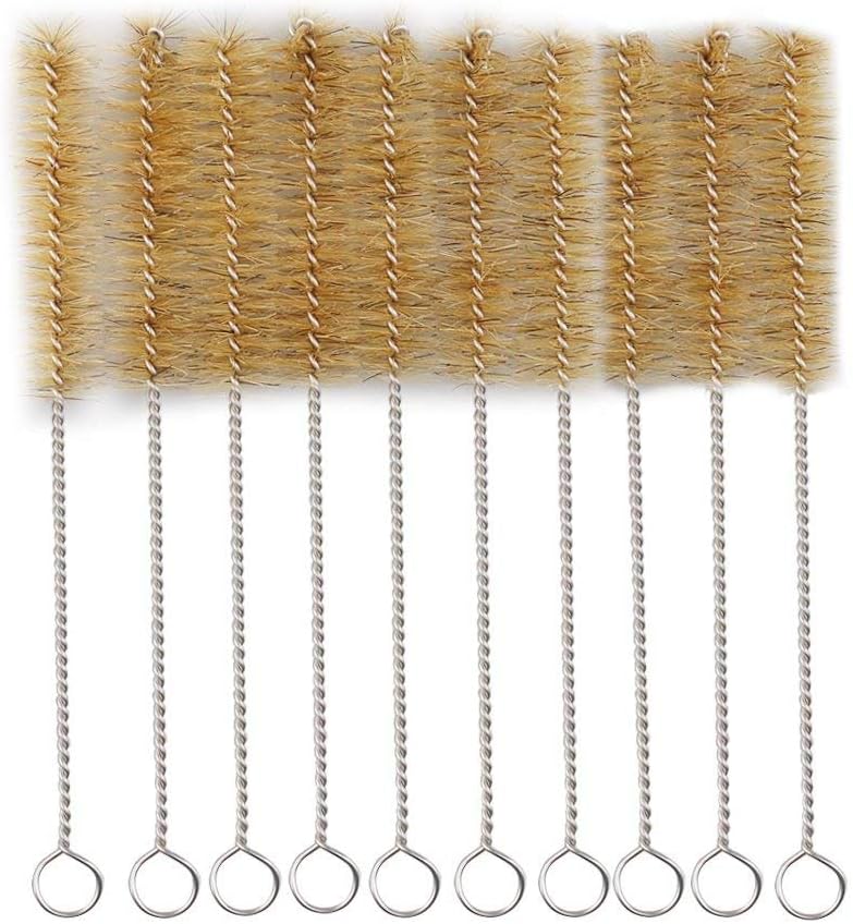 Test Tube Cleaning Brush 25mm Dia. Tan Bristles Radial Tip 11inch Length Tube Wash Cleaning Brush for Lab Set Chemistry, 15 Pack (9.4inch)
