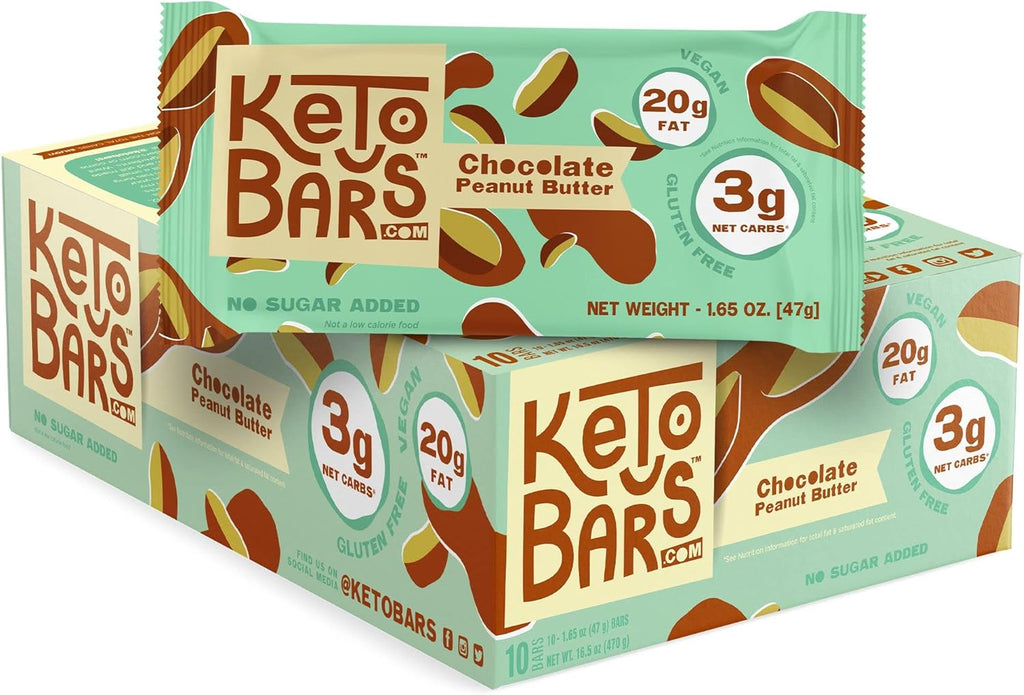KETO BARS : The Original High Fat, Low Carb, Ketogenic Bar. Gluten Free, Homemade with simple ingredients. [Chocolate Peanut Butter, 10 Pack]